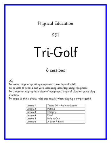 KS1 PE Planning - Games - Tri Golf