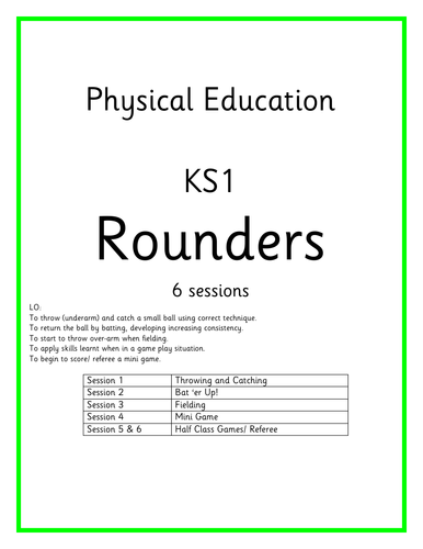 KS1 PE Planning - Games - Rounders