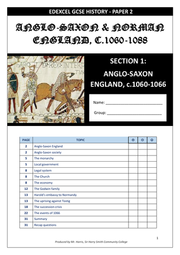 Edexcel GCSE 9-1 History: Paper 2 Anglo-Saxons & Normans workbook (new 2020 edition)