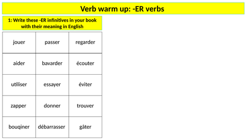GCSE French Regular -ER Verbs Practice: present, past, future practice