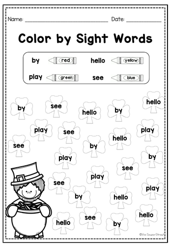 Saint Patrick Theme Color by Sight Words | Teaching Resources