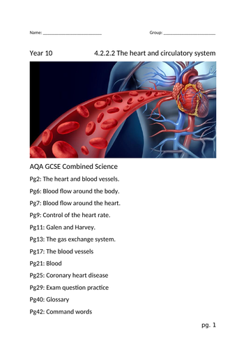 Heart and Circulation Booklet - AQA GCSE 4.2.2.2