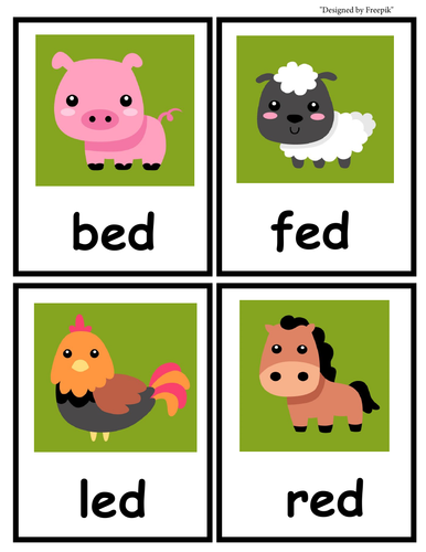 Short -e- sorting game (Farm Animals)