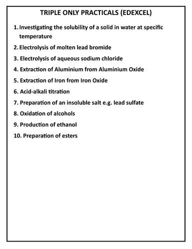 ANSWERS for iGCSE Chemistry Prescribed Practical Booklet