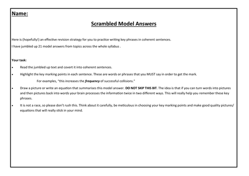 iGCSE Chemistry Scrambled Model Answers