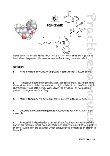 Remdesivir, anti-coronovirus drug: Practicexamques