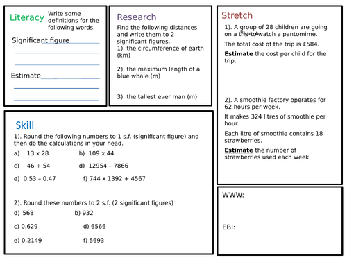 Significant Figures and Estimating Homework