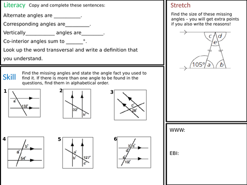 angles and parallel lines homework 2