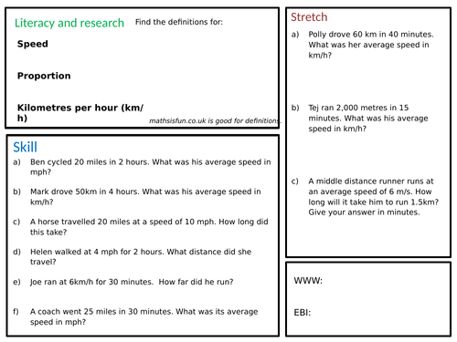 Speed, distance time worksheet doc image