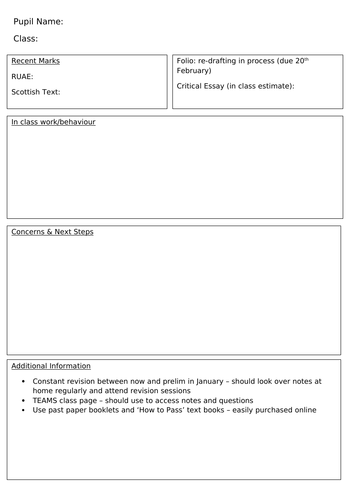 Parents Evening Forms