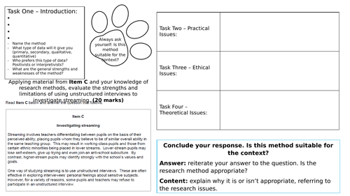 A-level Sociology Methods in Context Activities