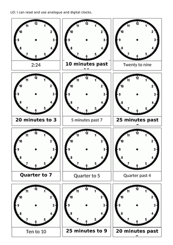Reading Analogue Clock