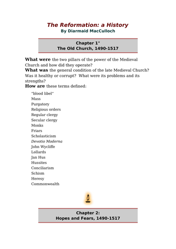 The Reformation Diarmaid MacCulloch- study guide