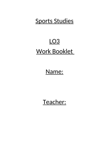 Cambridge National Sports Studies RO51 LO3 Work booklet