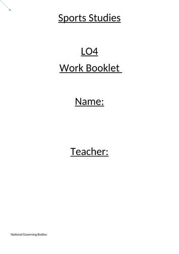 Cambridge National Sports Studies RO51 LO4 Work booklet