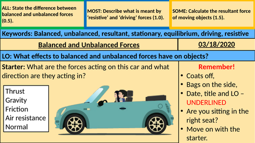 Balanced and Unbalanced Forces - KS3