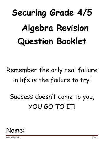 GCSE 4-5 Algebra booklet