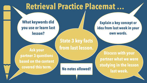 Retrieval Practice Placemat