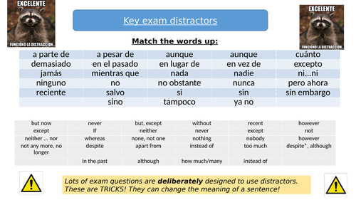 Revision activity: distractors