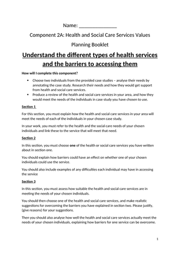 HSC Tech Award Component 2A planning booklet