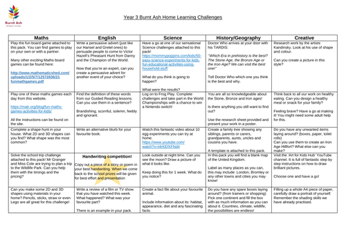 Year 3 - 3 weeks worth of Home Learning - Covid-19