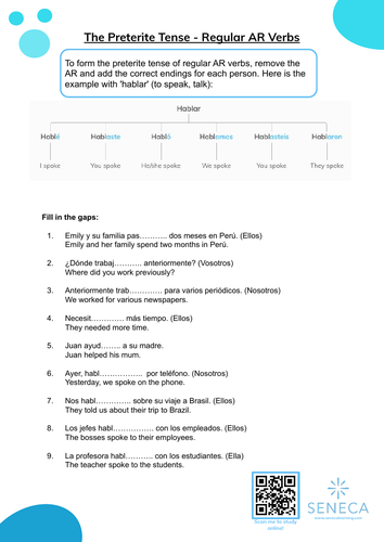 The Preterite Tense Regular AR Verbs for Spanish GCSE | Teaching Resources