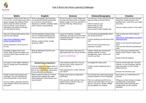 Year 4 - 3 weeks worth of home learning - Covid-19