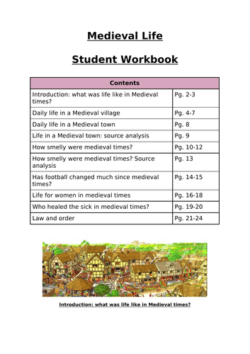 KS3 Medieval Life student workbook - great for remote learning