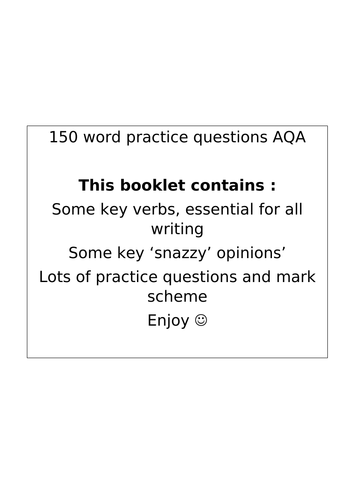 150 word booklet French