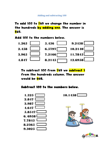 Adding and subtracting 100 | Teaching Resources