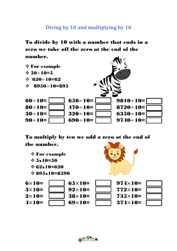 Maths year 5 Dividing and multiplying by 10
