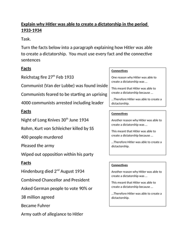 Edexcel Weimar Germany revision exercise