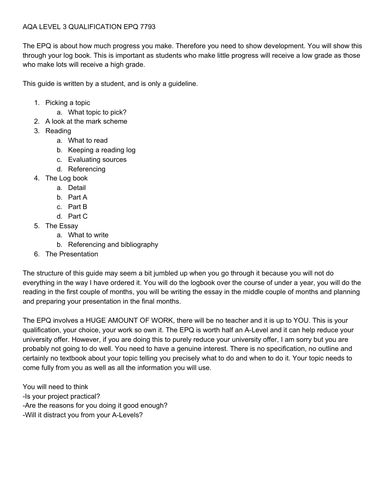 AQA EPQ Guide