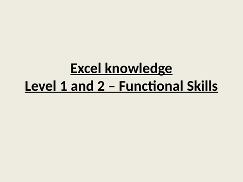 Excel Skills (Beginner to Advanced)- GCSE ICT / BTEC Level 2 / Functional Skills ICT