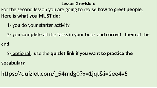 Home learning year 7  comment ca va?