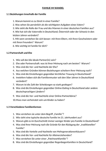 AQA AS German exemplar speaking questions