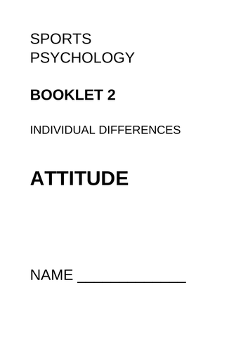 OCR Sport Psychology ;INDIVIDUAL DIFFERENCES ATTITUDE | Teaching Resources