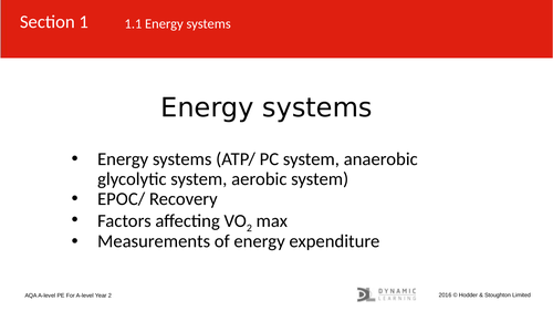 AQA ALevel PE Energy Systems