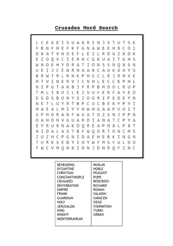 Crusades Word Search