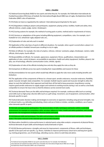 BTEC Sport L2 2018 Unit 2
