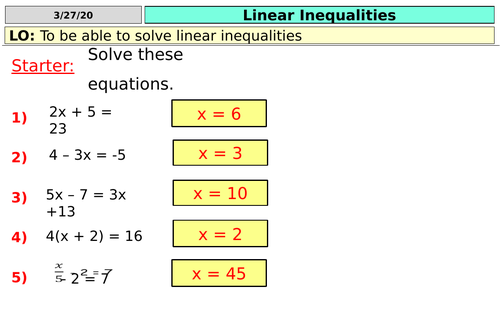 Linear Inequalities  (KS4)