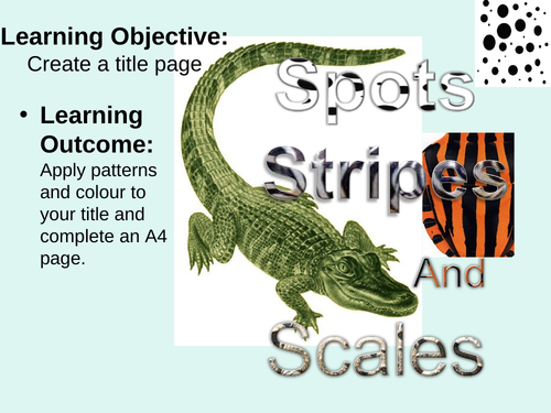 Spots, stripes and scales art project suitable for students age 10-16