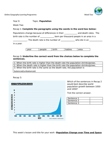 Population change over time