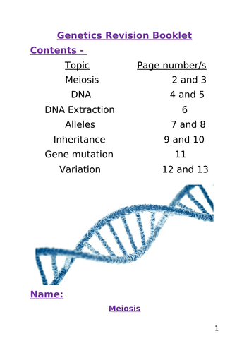 Genetics Revision Booklet - Edexcel