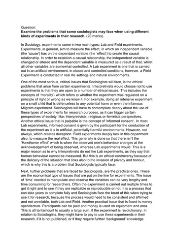 Examine the problems some sociologists may face when using different kinds essay 06 picture