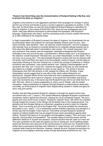 Explore how David Haig uses the characterization of Rudyard Kipling in My Boy Jack to present his id