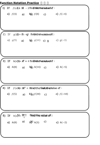 Function notation - substitution - higher