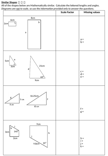 Similar shapes - lengths