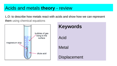 Edexcel acid and metal word and symbol equations Gd 5-9
