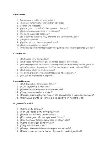 Oral Ab Initio de español